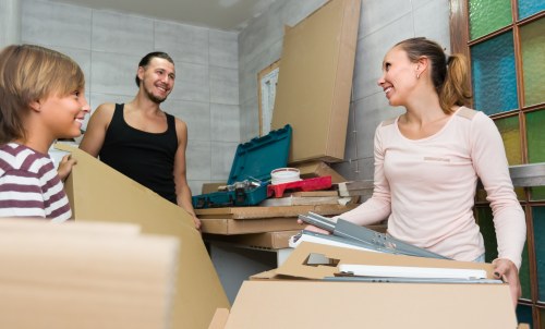 Office removals team preparing equipment in Mayfair